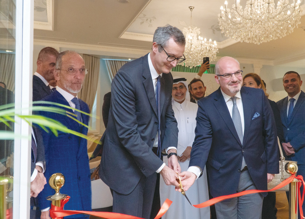 The Ambassador of Italy to Qatar, H E Alessandro Prunas, with other officials opening the Primavera, upscale Italian restaurant, at Al Aziziyah Boutique Hotel.