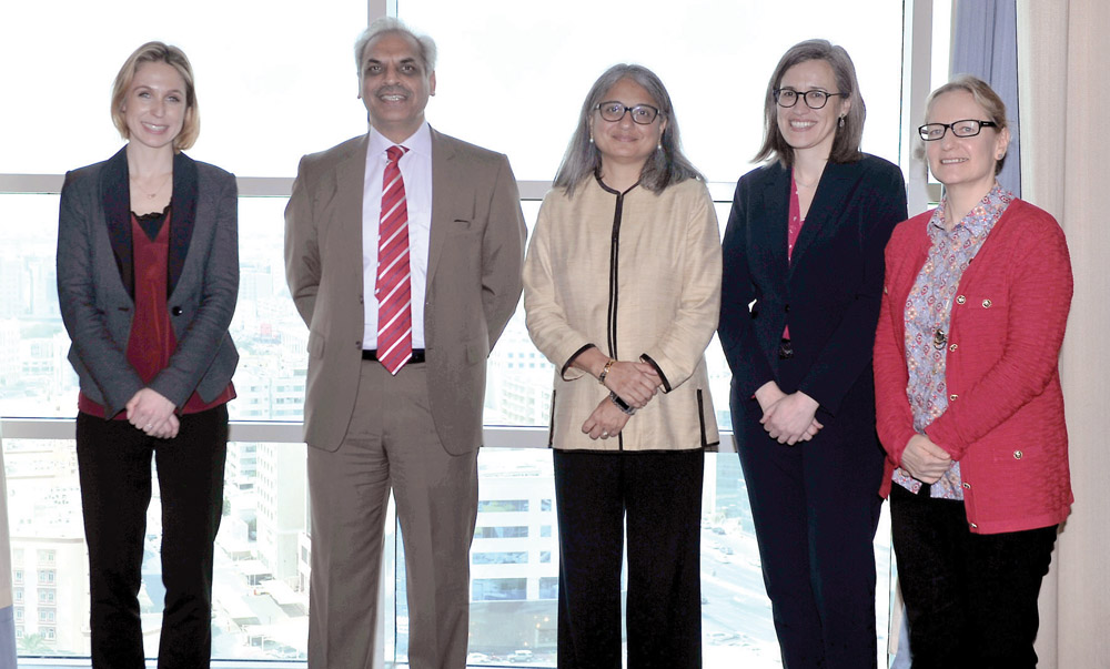 Regional Adviser in Mental Health and Substance Abuse at World Health Organization, Dr Khalid Saeed (second left), with other officials, during the Qatar National Dementia workshop held at La Cigale Hotel recently. Pic: Baher Amin/The Peninsula