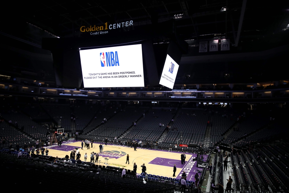 (FILES) In this file photo taken on March 10, 2020 the game between the New Orleans Pelicans and the Sacramento Kings was postponed because of the corona virus at Golden 1 Center on March 11, 2020 in Sacramento, California.  / AFP /EZRA SHAW