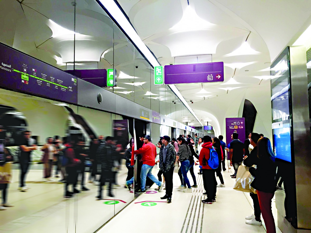 Passengers boarding a Doha Metro train. Pic: Abraham Augusthy/the peninsula