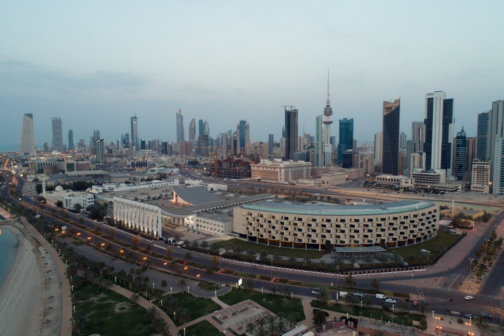 An aerial view shows Kuwait City and the National Assembly Building (Kuwait Parliament), after the country entered virtual lockdown, as a preventive measure against coronavirus disease (COVID-19) in Kuwait City, Kuwait, March 20, 2020. Picture taken March