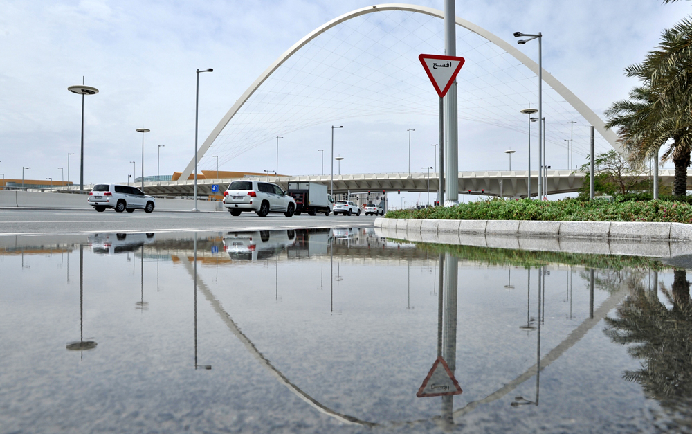 Waterlogging in an area after the heavy rain, yesterday.  Pic: Baher Amin/The Peninsula 