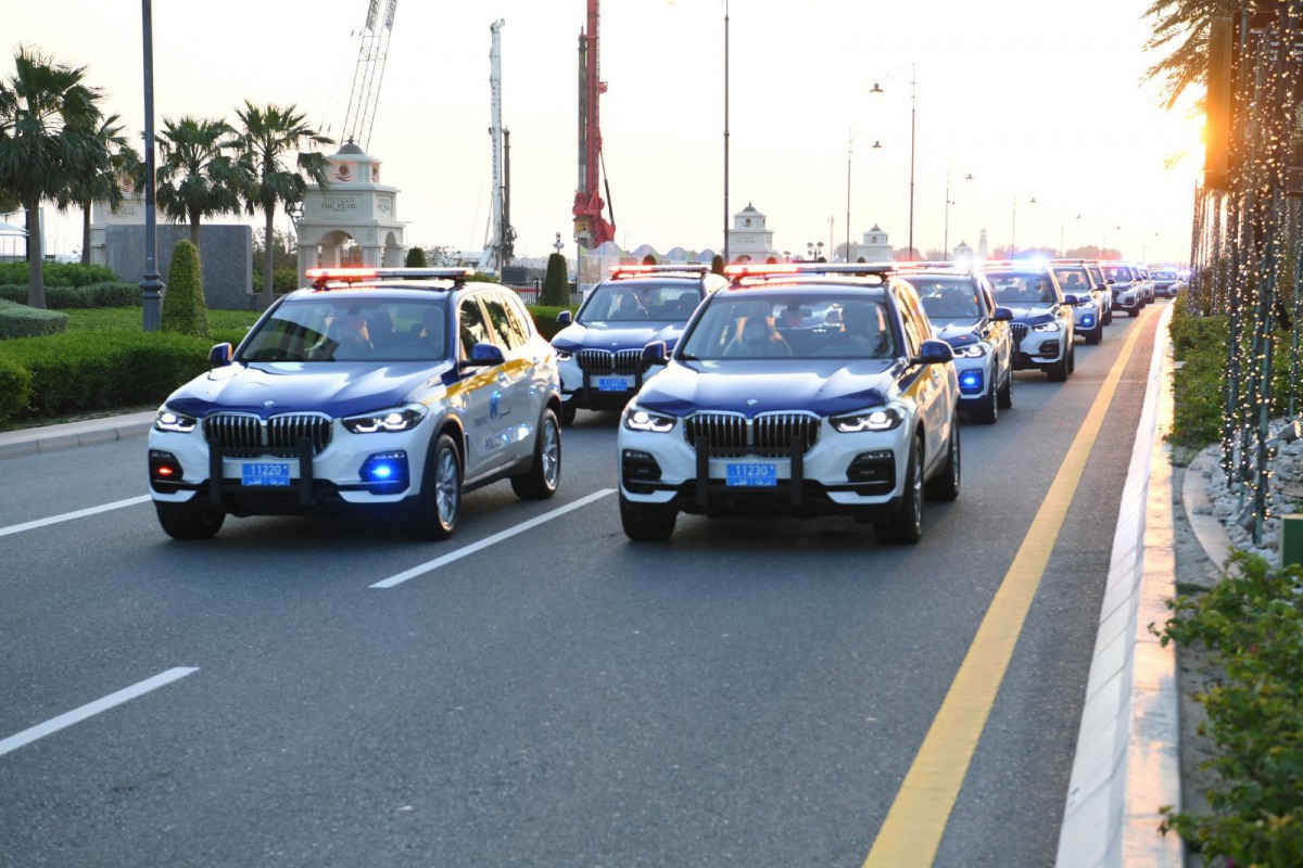 The modern traffic patrols, which were launched by the General Directorate of Traffic, in order to modernise the fleet of traffic patrols, in The Pearl Qatar, yesterday. 
