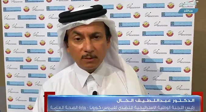 Screen grab of Dr. Abdul Latif Al Khal, Head of the Infectious Diseases Division at Hamad Medical Corporation (HMC) while speaking to Qatar TV.  