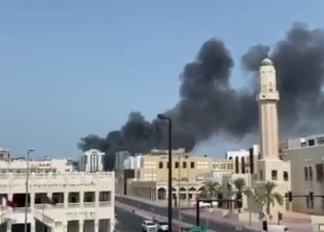 Pic: A screenshot from a video posted on social media showing black smoke from Al-Ghanim area.