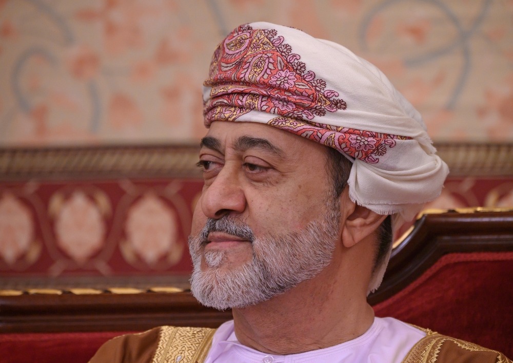 FILE PHOTO: OmanI Sultan Haitham bin Tariq is pictured at al-Alam palace in Muscat, Oman, February 21, 2020. Andrew Caballero-Reynolds/Pool via REUTERS/File Photo
