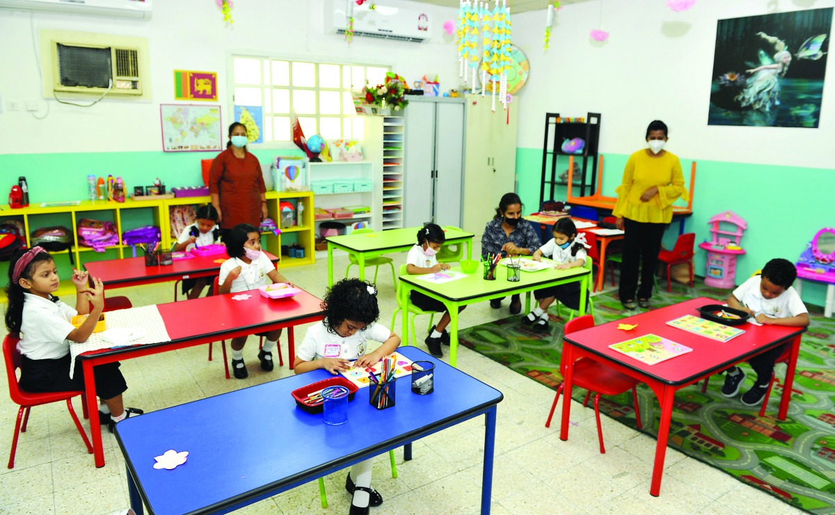 Children attending a class on the opening day of the Pre-Primary wing of the Stafford Sri Lankan School Doha. PicS: Salim Matramkot/The Peninsula