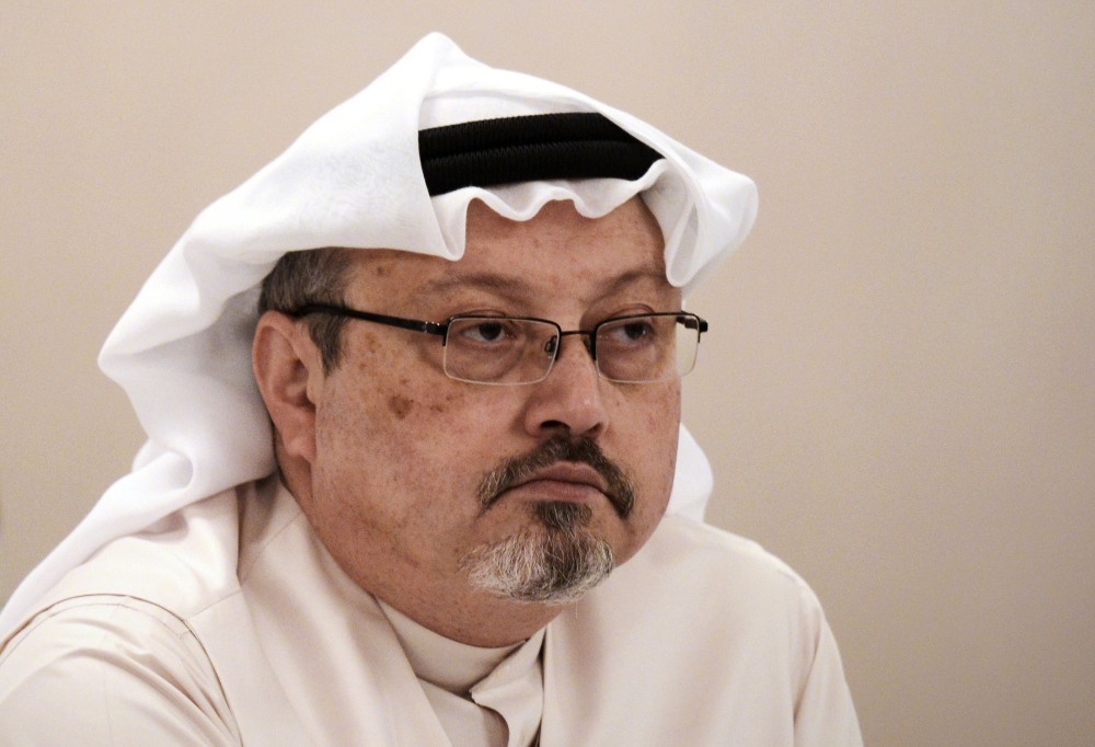 FILE PHOTO: Saudi journalist Jamal Khashoggi attends a press conference in the Bahraini capital Manama. AFP / MOHAMMED AL-SHAIKH