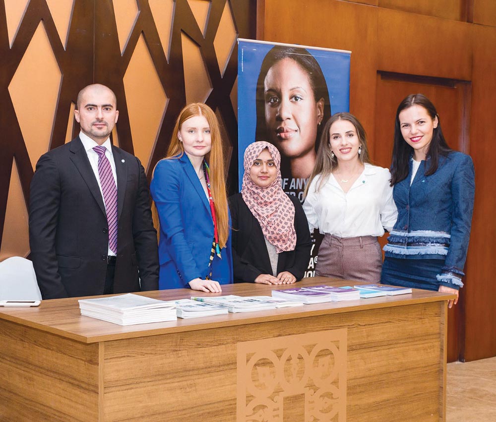 FROM LEFT: Mohamed Fahim, Board Member at CFA Society Doha and WIM sponsor; Andrada Bilaus, Wealth Adviser at HSBC; and other members of the Women in Investment Management initiative under the CFA Society Doha during one of the group’s meetings in Doha, r