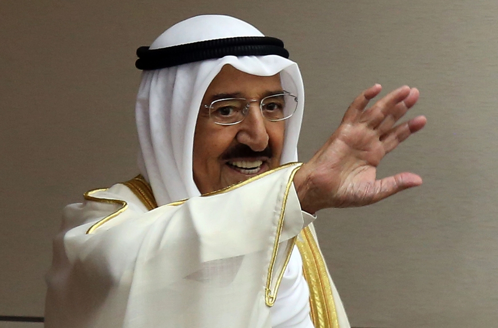 (FILES) In this file photo taken on October 30, 2018, Kuwait's Emir Sheikh Sabah al-Ahmad al-Sabah gestures upon his arrival at the opening ceremony of the new legislative year in Kuwait City.  AFP / Yasser Al-Zayyat