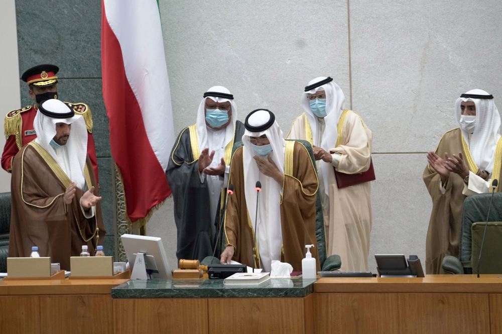 FILE PHOTO: Kuwait's new Emir Nawaf al-Ahmad al-Sabah takes the oath of office at the parliament, in Kuwait City, Kuwait September 30, 2020. REUTERS/Stephanie McGehee/File Photo