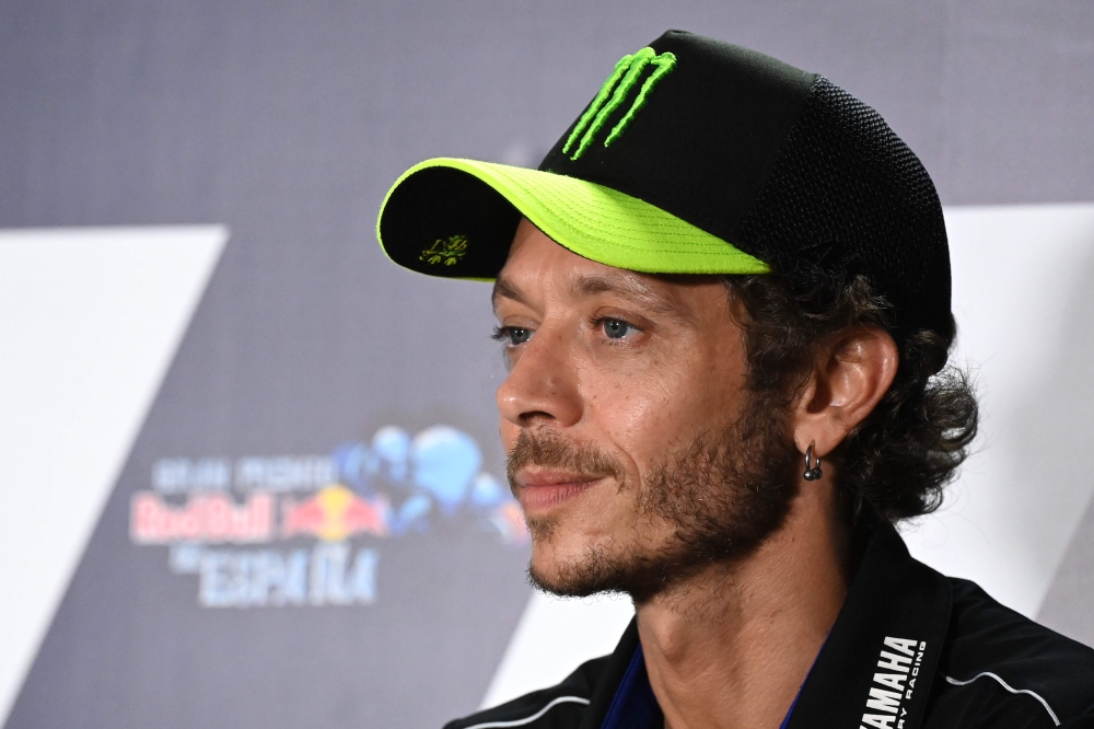 FILE PHOTO: Monster Energy Yamaha's Italian rider Valentino Rossi attends a press conference at the Jerez racetrack in Jerez de la Frontera ahead of the Spanish Grand Prix.  AFP / JAVIER SORIANO