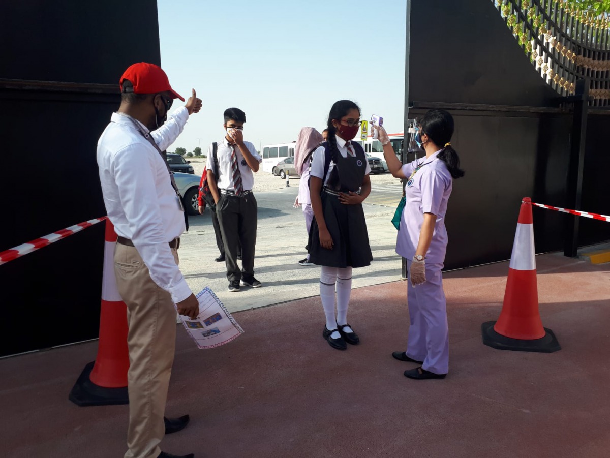 File picture of a school in Doha practising the COVID-19 precautionary measures.  