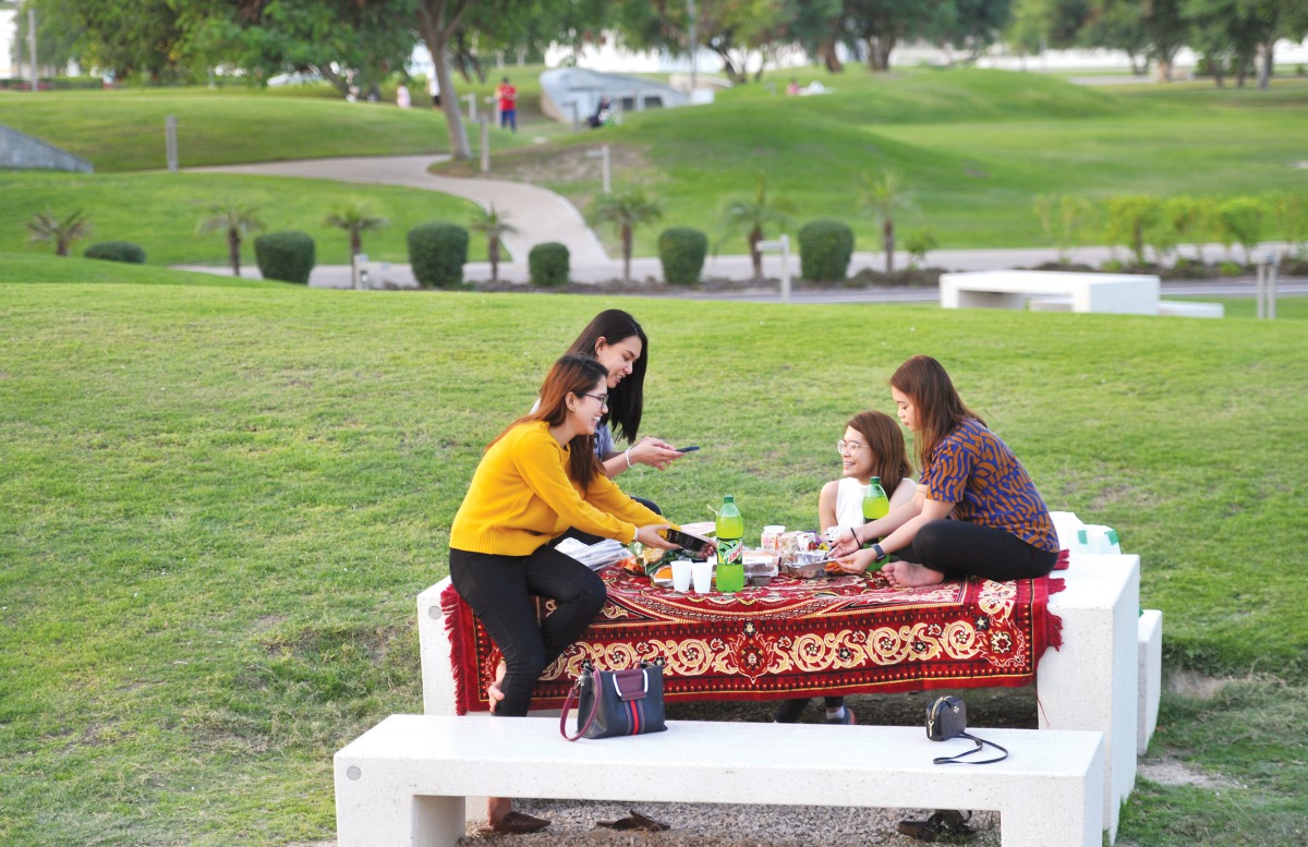 Residents enjoy the good weather at Al Bidda Park. Pics: Salim Matramkot/The Peninsula