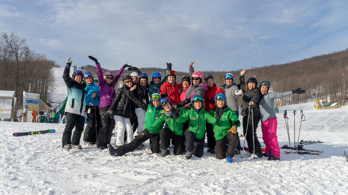 Instructors and members of the Women of Whitetail program last season. Alex Beard/Whitetail Mountain Resort.
