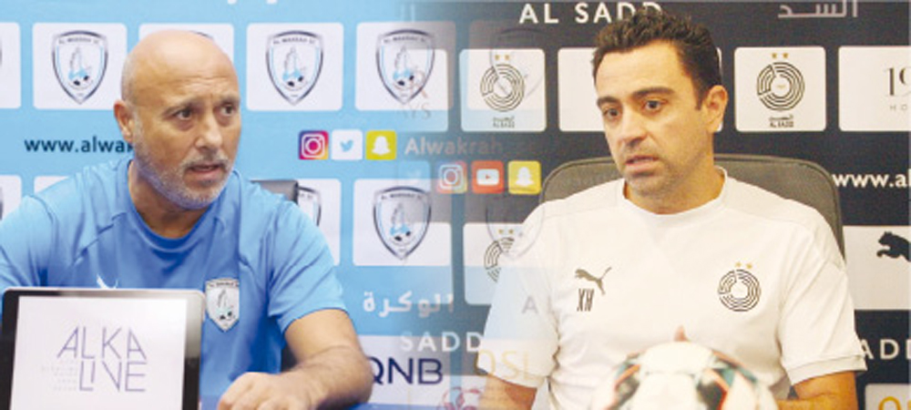 Al Wakrah coach Marquez Lopez and Al Sadd coach Xavi Hernandez.