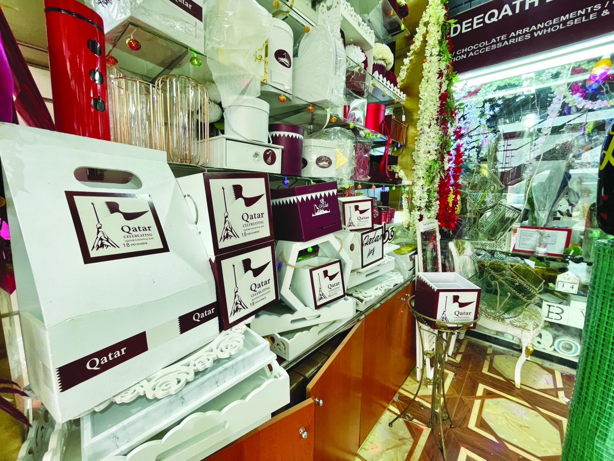 Qatar National Day souvenirs and gift items displayed at a shop. Pic: Qassim Rahmatullah/The Peninsula