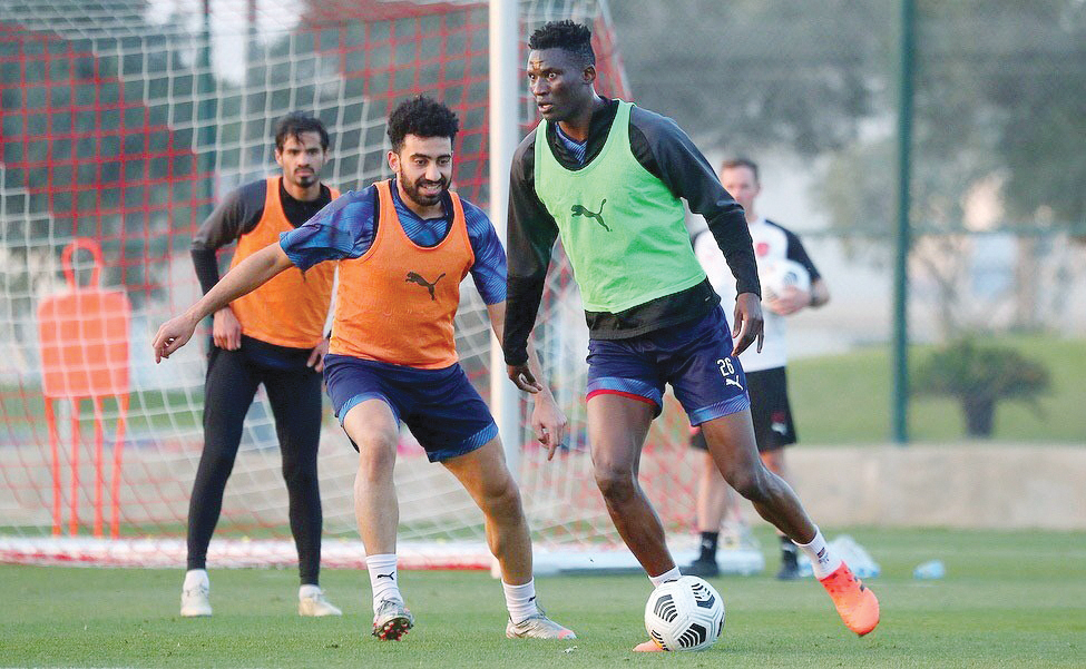 Al Duhail players in action during a training session. 