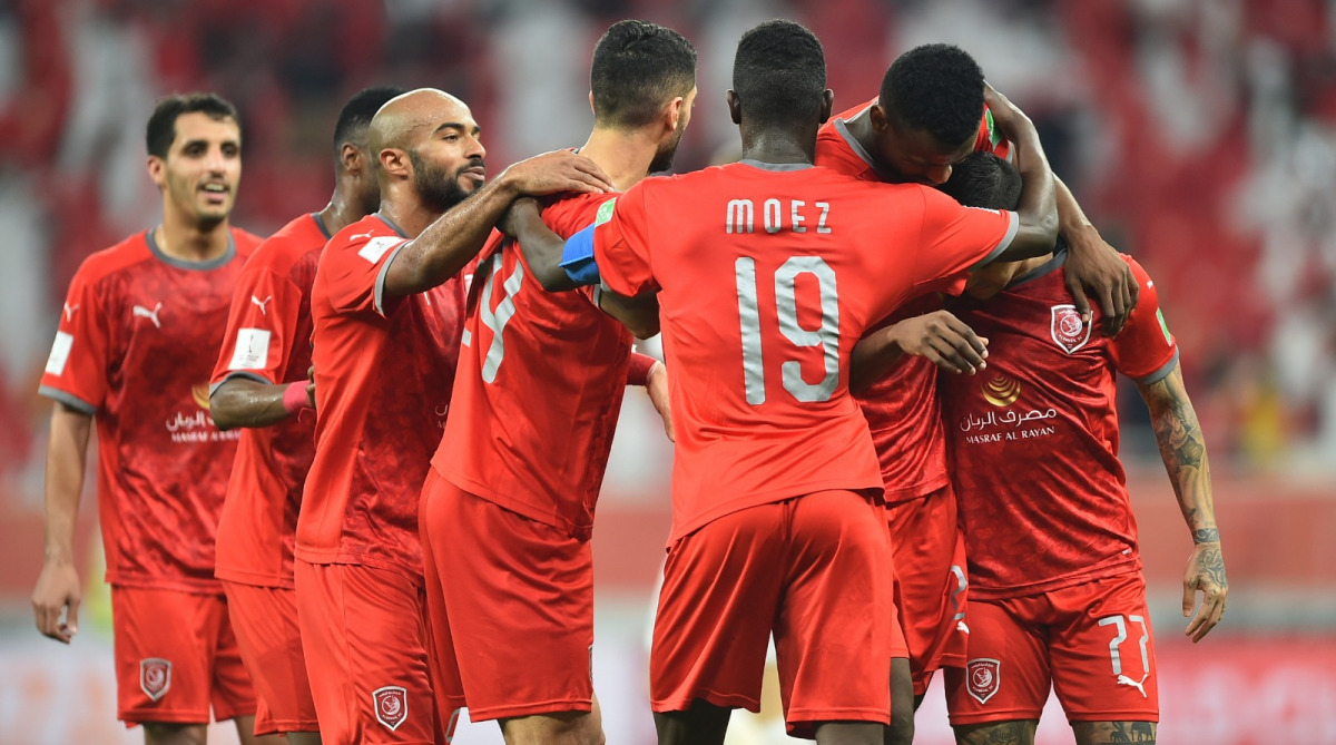 Al Duhail players celeberating. Pic by Anvar Sadath