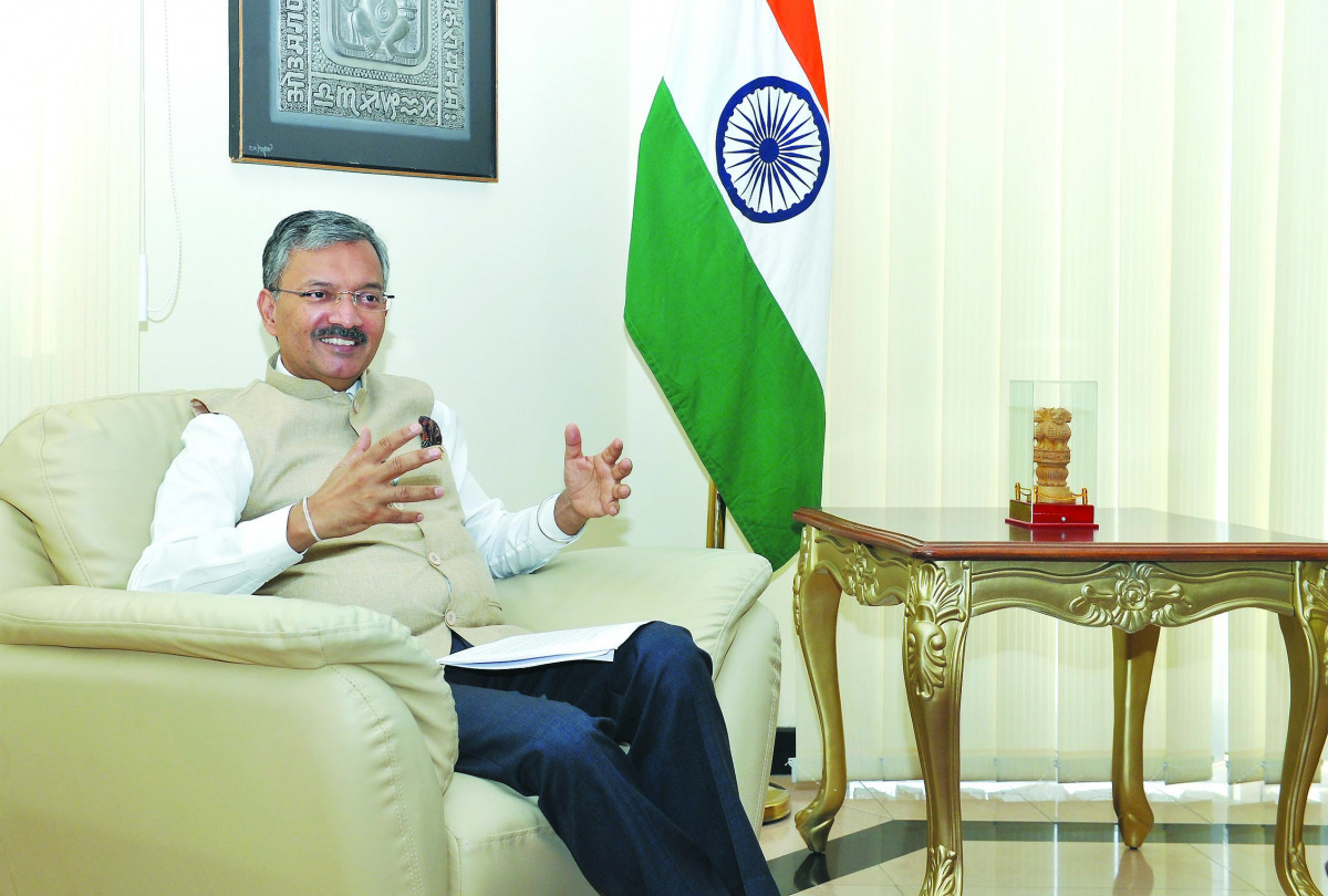 Ambassador of India Dr. Deepak Mittal gestures during the interview with The Peninsula. PIC: Salim Matramkot/THE PENINSULA