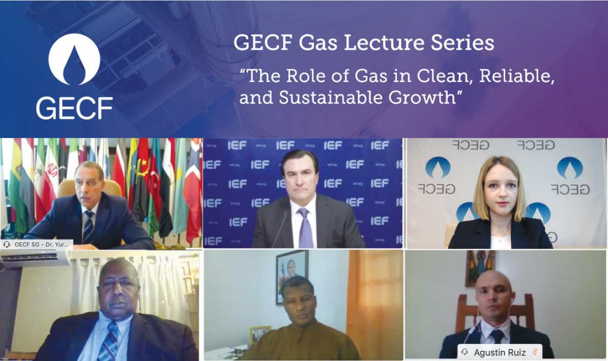 Secretary General of the Gas Exporting Countries Forum (GECF), Yury Sentyurin, Secretary General of International Energy Forum (IEF), Joseph McMonigle with other officials during the webinar.