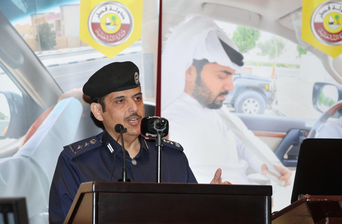 Colonel Mohammad Radhi Al-Hajri, Director of Traffic Awareness Department, at the press conference organized by the General Directorate of Traffic at its headquarters in Doha yesterday. Picture by: Salim Matramkot/The Peninsula