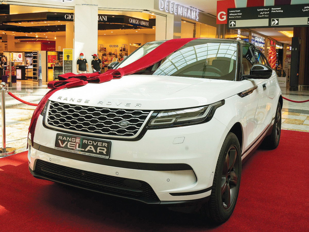 A Range Rover Velar 2021 offered by Mall of Qatar for raffle draw under the new shopping festival. 