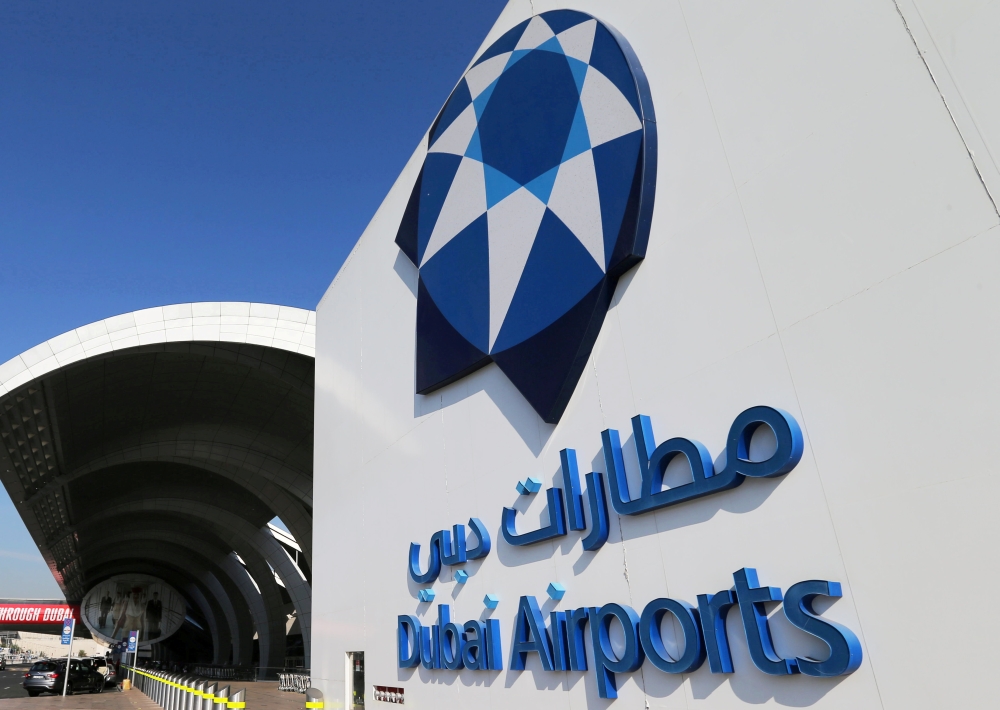 The corporate logo of Dubai Airports is seen at terminal three of Dubai International Airport, United Arab Emirates, December 26, 2018. REUTERS/ Hamad I Mohammed/File Photo