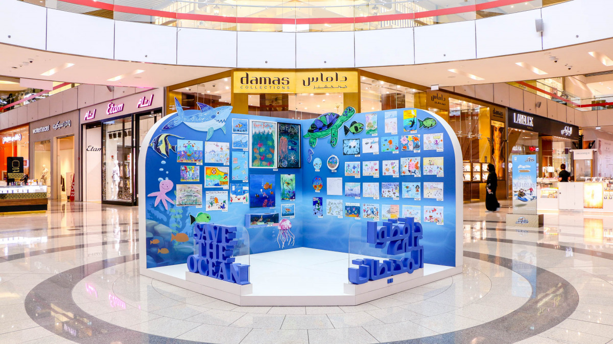 A view of ‘Save the Ocean Kids Art Wall’ at Doha Festival City.