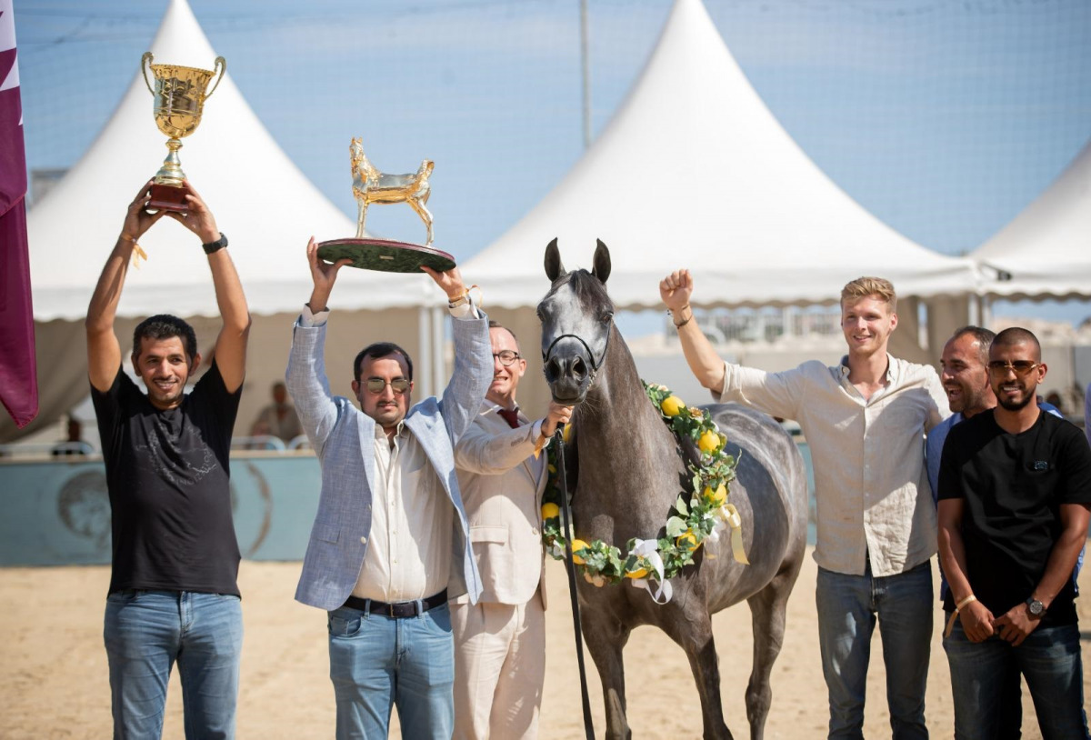 Team Siwar Al Shaqab celebrates with the trophies.