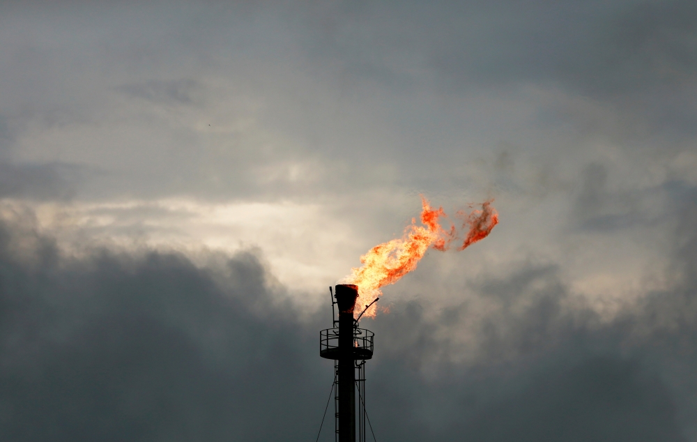 A vertical gas flaring furnace is seen in Ughelli, Delta State, Nigeria September 16, 2020. (REUTERS/Afolabi Sotunde/File Photo)