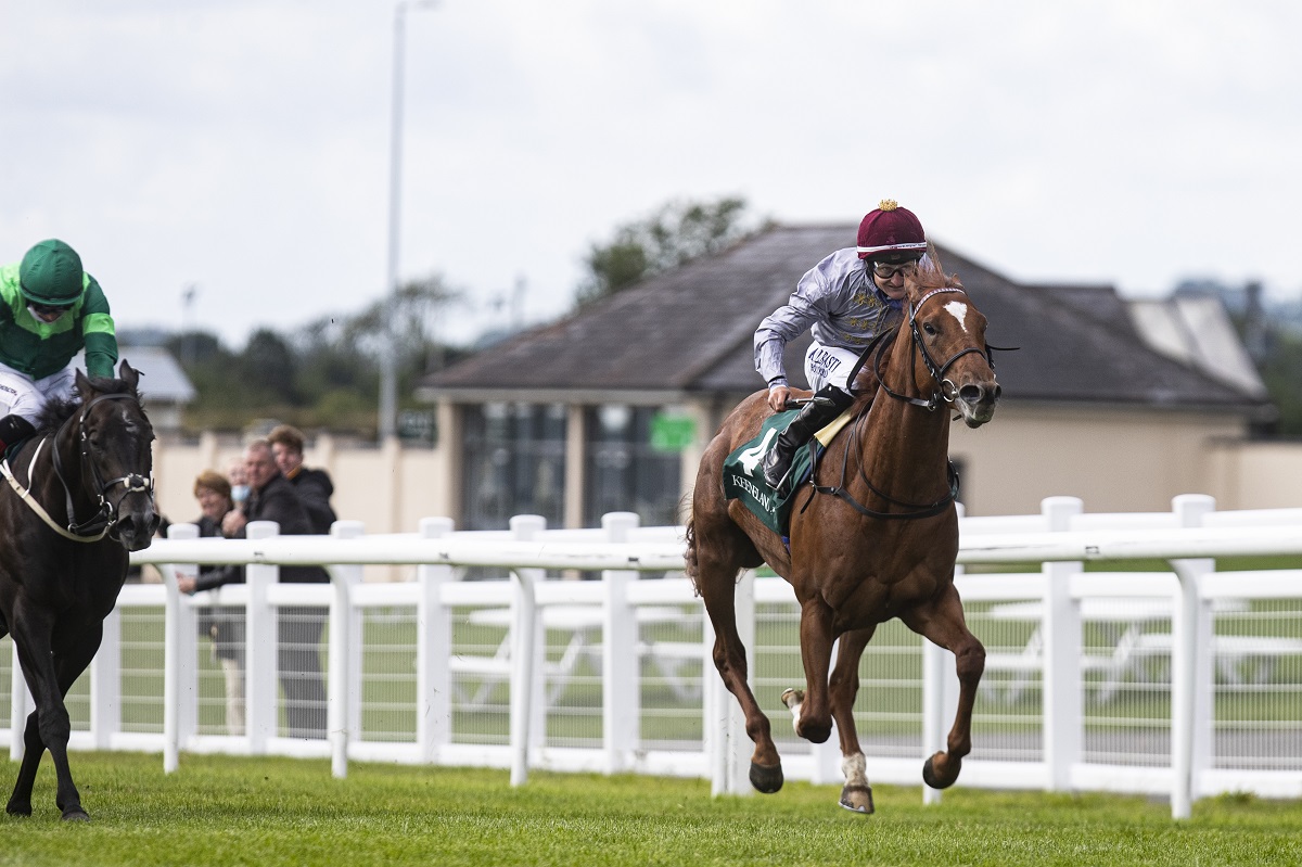 Ebro River and Shane Foley winning the Keeneland Phoenix Stakes (Group 1) at Curragh. Pic: Patrick McCann/Racing Post 