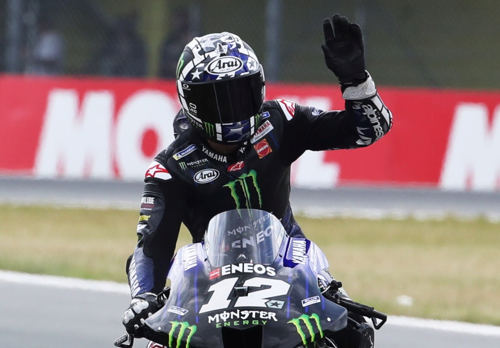 June 26, 2021 Monster Energy Yamaha MotoGP's Maverick Vinales after qualifying REUTERS/Yves Herman/File Photo