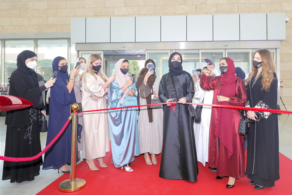 Qatar Chamber Board Member and Chairperson of the Qatari Businesswomen Forum, Ibtihaj Al Ahmadani (third right), inaugurates the six-day 6th Merwad Exhibition at the Qatar National Convention Centre (QNCC), yesterday. 