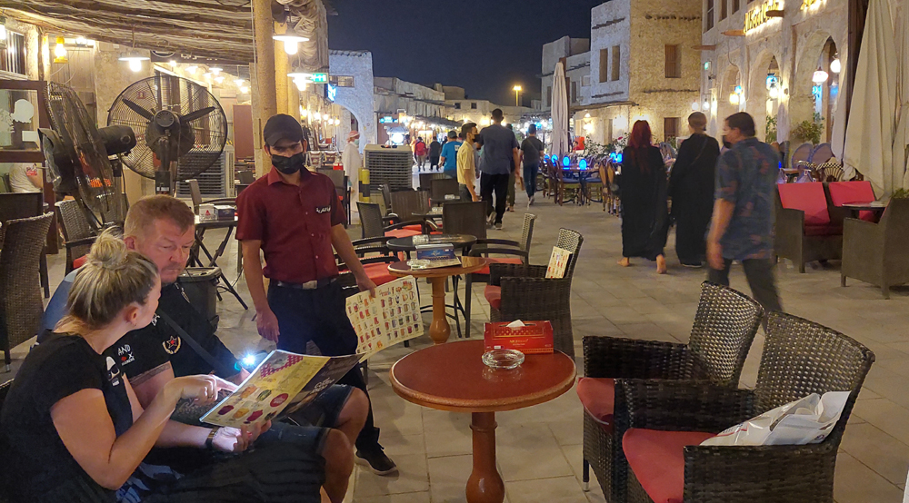 Customers enjoy outdoor dining at one of the restaurants at Souq Waqif. Pics: Salim Matramkot/The Peninsula