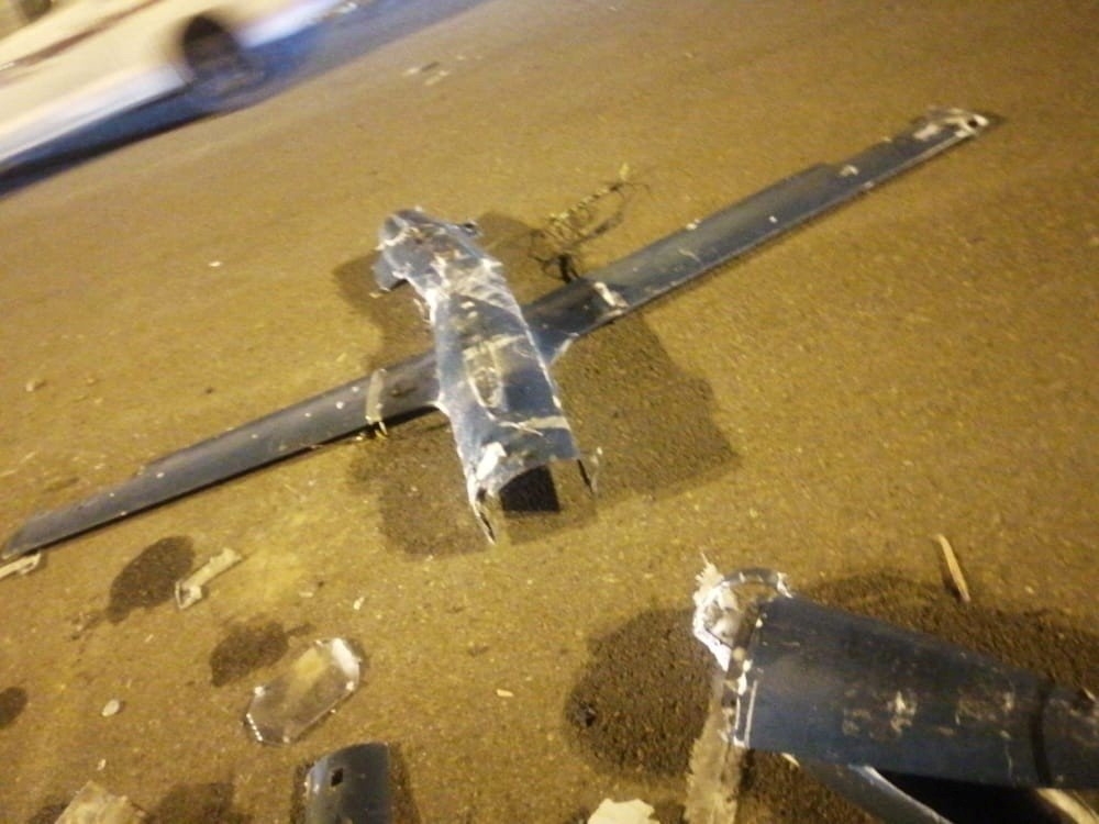 An image of debris and parts of the second bomb-laden drone that was intercepted and destroyed by Saudi defenses thus thwarting the attempt to target civilians in King Abdullah Airport in Jizan, Saudi Arabia in this October 8, 2021 handout image. The Join