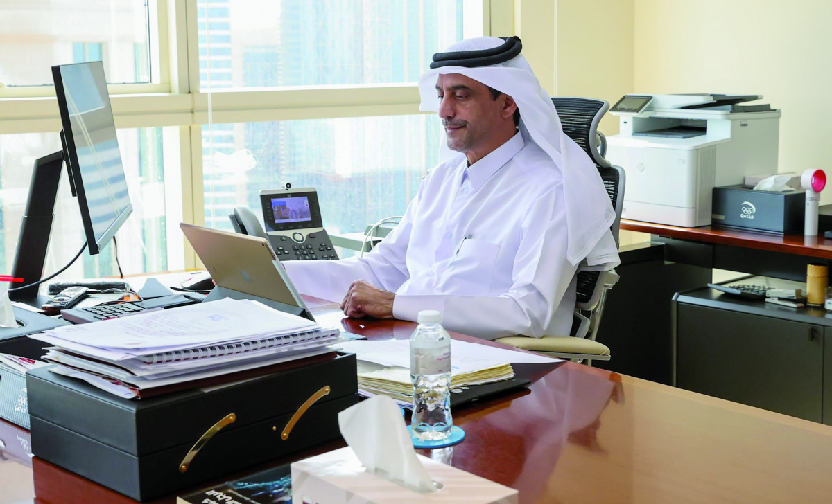 Qatar Swimming Association President Khalil Al Jaber attends the meeting.