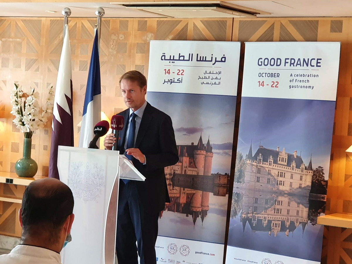 Ambassador Jean-Baptiste Faivre speaking at the event.