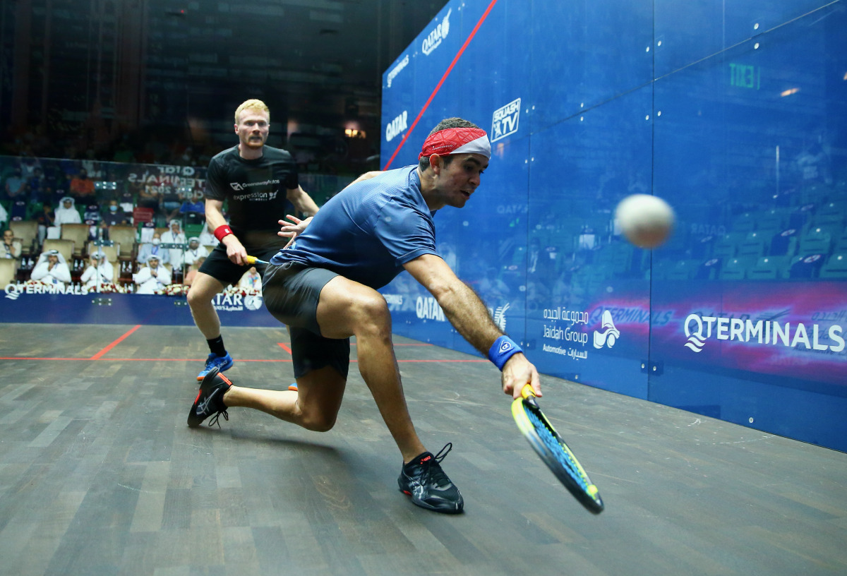 Diego Elias in action against Joel Maskin during yesterday's semi-final.