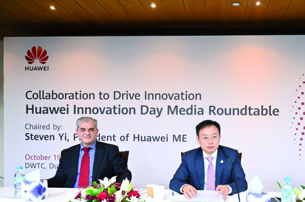 Steven Yi (right), President of Huawei Middle East and Ammar Tobba, regional head of corporate communications and public affairs, Huawei Middle East, during the media roundtable held on the sidelines of the GITEX Global 2021 summit.