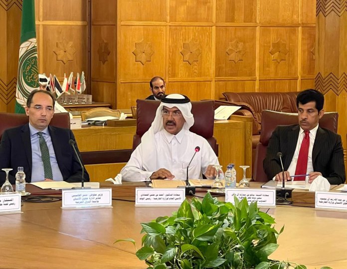 Secretary-General of the Ministry of Foreign Affairs H E Dr. Ahmed bin Hassan Al Hammadi (centre) heading Qatar's delegation at 17th session of the Arab Human Rights Committee at the headquarters of the Arab League’s General Secretariat. Ambassador of Qat