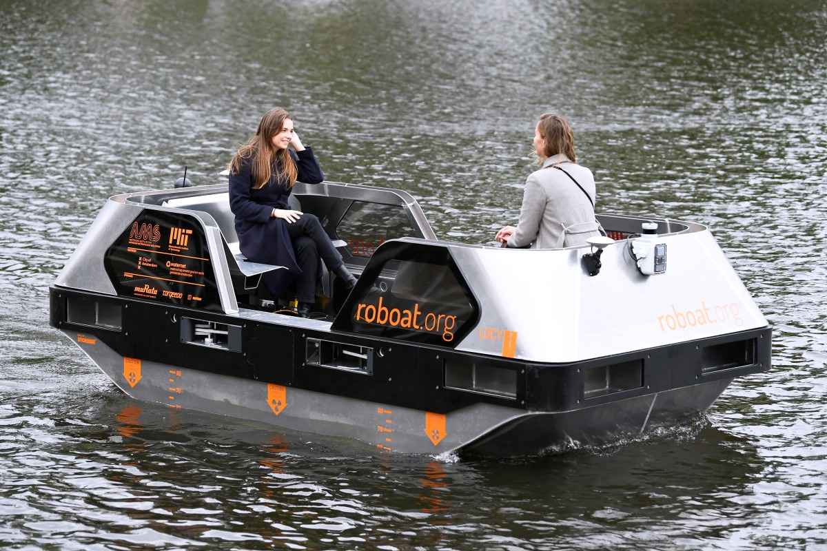 Researchers trial autonomous boats on Amsterdam's waterways in the Netherlands October 27, 2021. REUTERS/Piroschka van de Wouw