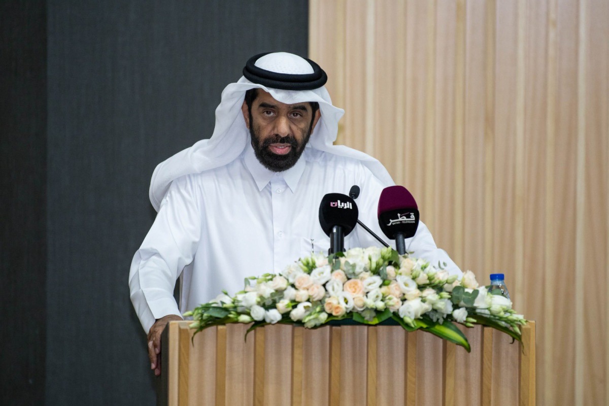 President of the Planning and Statistics Authority and Chairman of the Permanent Population Committee H E Dr. Saleh bin Mohammed Al Nabit speaking during Qatar Population Day celebration, yesterday.