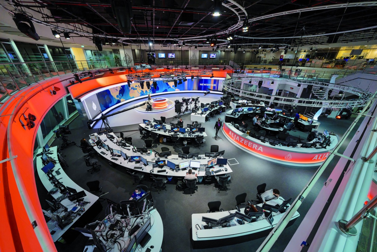 A view of Al Jazeera English channel newsroom