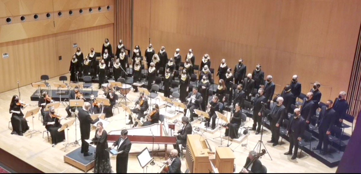 Qatar Concert Choir performing along with Qatar Philharmonic Orchestra at QNCC, yesterday.