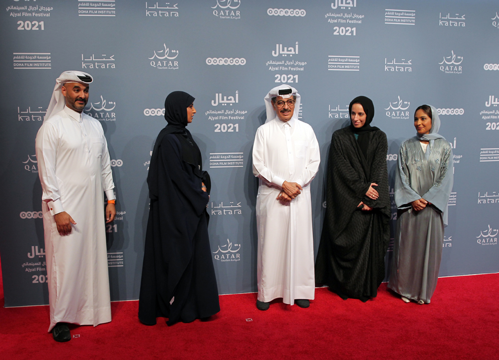 H E Dr. Hamad bin Abdul Aziz Al Kuwari, Minister of State and President of Qatar National Library and other guests during the opening of ninth Ajyal Film Festival at Katara, yesterday. Pics: Salim Matramkot/The Peninsula