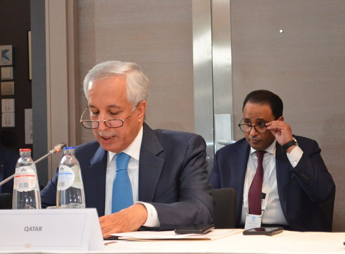 Minister of State for Foreign Affairs H E Sultan bin Saad Al Muraikhi attending UNRWA ministerial conference in Brussels, yesterday.
