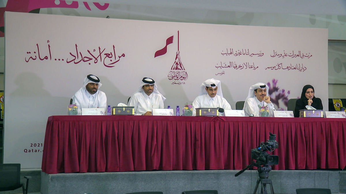 Officials addressing a press conference to announce the names of schools qualified for  ‘Ancestral Meadows: A Matter of Trust’ event, which will be part of Qatar National Day (QND) celebrations this year.