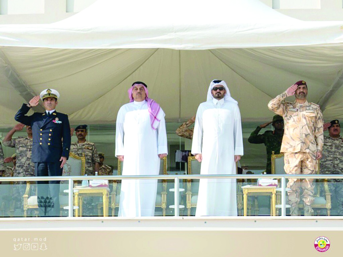 Deputy Prime Minister and Minister of State for Defence Affairs H E Dr. Khalid bin Mohamed Al Attiyah and President of Qatar Olympic Committee H E Sheikh Joaan bin Hamad Al Thani at the opening ceremony.  
