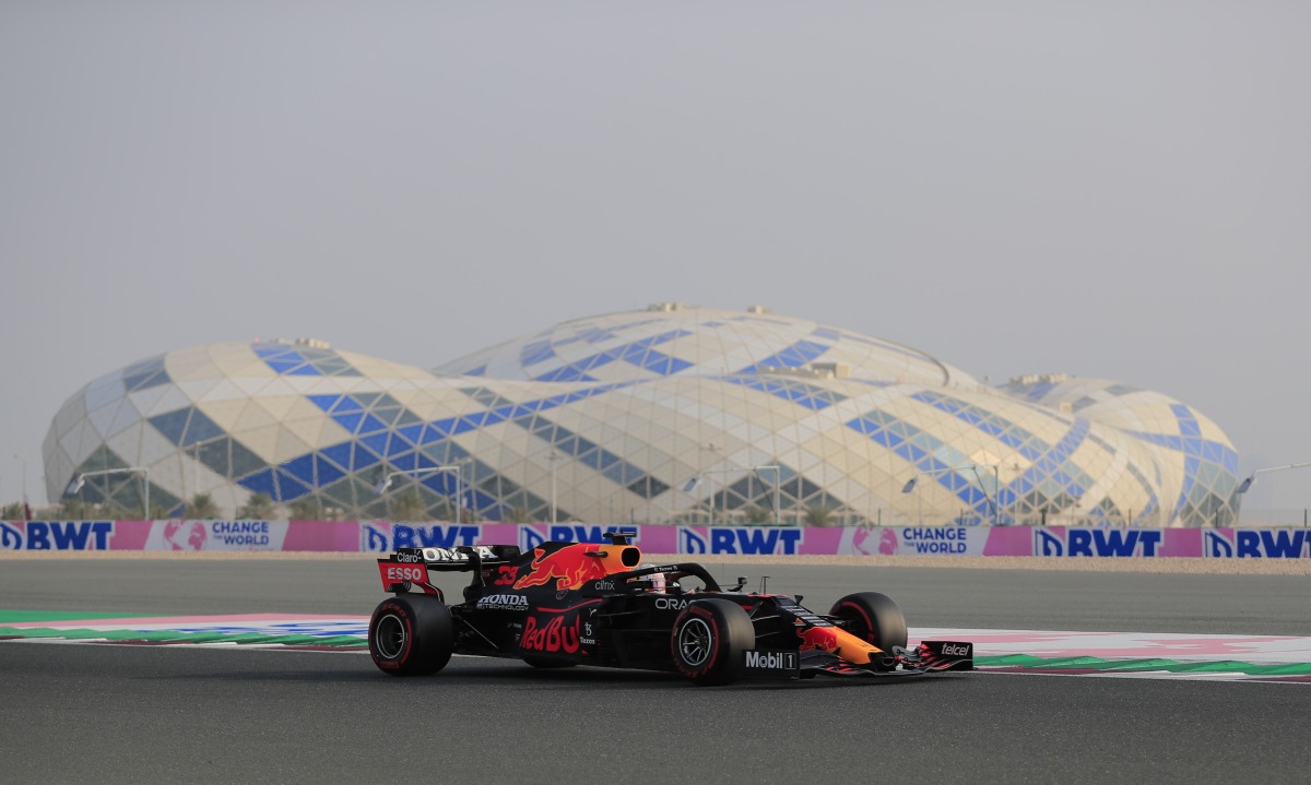 Red Bull’s Max Verstappen drives during third free practice yesterday.